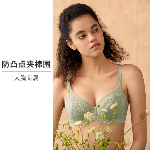 HSIA遐大码全罩杯薄款内衣女倾城之恋夹棉防凸点上托大胸显小文胸 商品图0