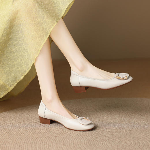 ZHR女鞋休闲小香风浅口单鞋女气质法式晚风软皮一脚蹬懒人鞋外穿 商品图2