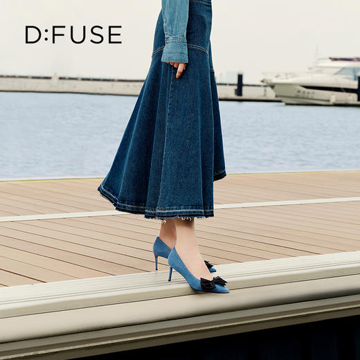 Dfuse迪芙斯秋款尖头蝴蝶结细跟高跟鞋单鞋女DF33111223 商品图8