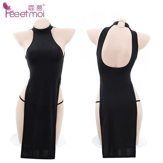 霏慕情趣内衣制服性感免脱冰丝泳布古典旗袍高腰开叉旗袍女士情趣睡衣7873 商品图4