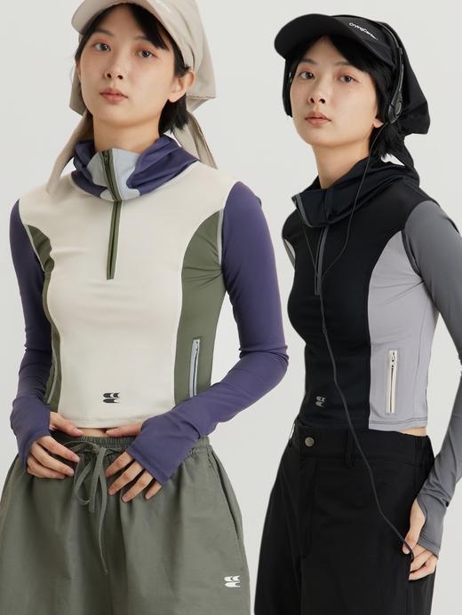 cryingcenter拼接网孔冰凉运动弹力速干紧身瑜伽户外防晒服 商品图0