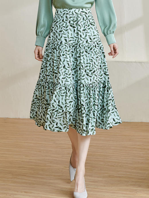 剩S 米思阳2026秋季新款优雅减龄碎花雪纺半身裙松紧腰显瘦大摆裙2202 商品图1