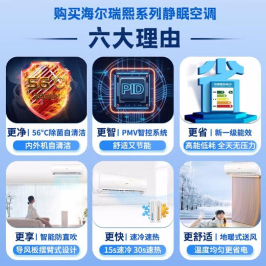 海尔（Haier） 空调挂机瑞熙 大1.5新一级变频冷暖壁挂式自清洁除菌空调 海尔 KFR-35GW/B3KHA81U1 商品图4