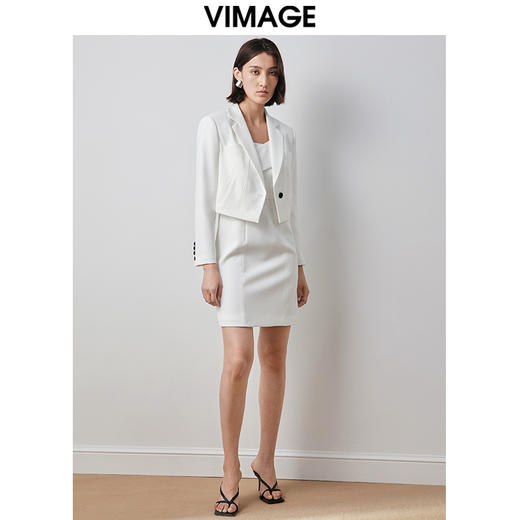 VIMAGE纬漫纪秋季新款时尚通勤干练翻领西装短外套女V2003605 商品图1