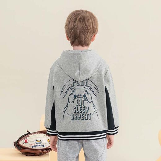 mettekids儿童连帽外套秋季新款男童休闲卫衣中大童字母印花童装 商品图3