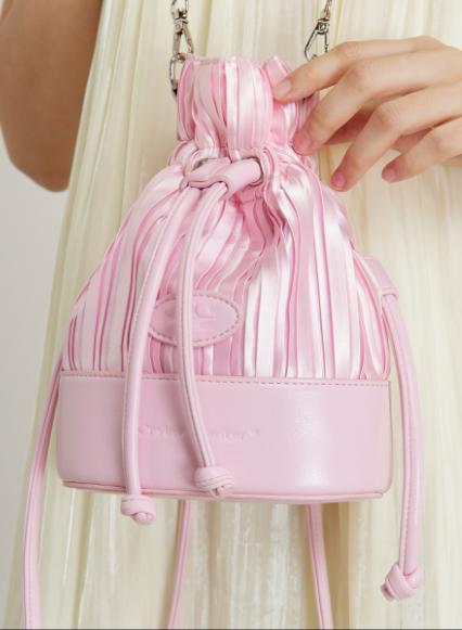 CryingCenter缎皮拼接束口糖果珍珠链条水桶包斜挎单肩 商品图2