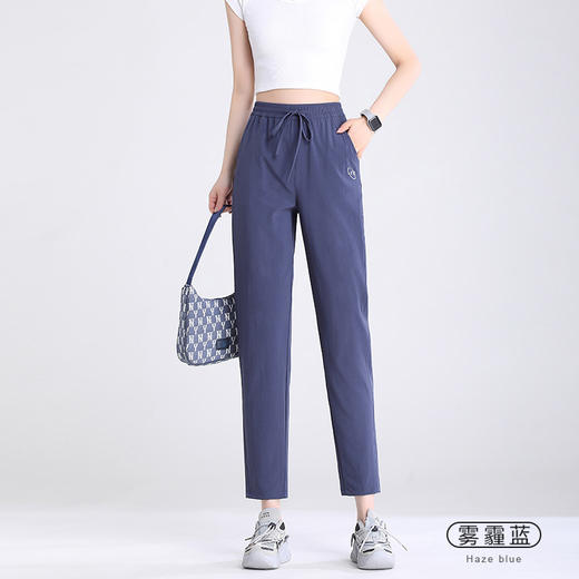 夏日必备！女生宽松速干冰丝裤，舒适透气，运动休闲两相宜！灰色直筒设计，显瘦百搭，九分长度更加清凉。 商品图5