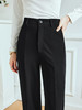 OLrain欧芮儿法式黑色休闲裤女夏季2023新款高腰直筒开叉遮胯裤子 商品缩略图2