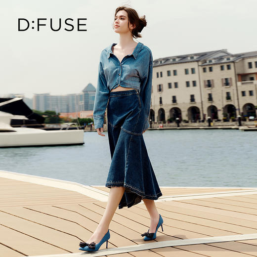 Dfuse迪芙斯秋款尖头蝴蝶结细跟高跟鞋单鞋女DF33111223 商品图7
