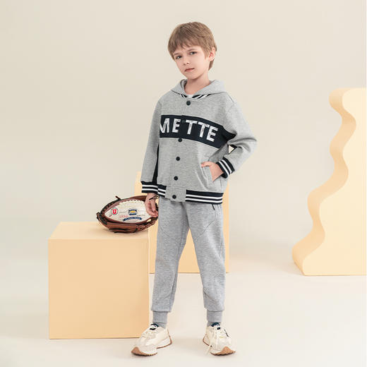 mettekids儿童连帽外套秋季新款男童休闲卫衣中大童字母印花童装 商品图1