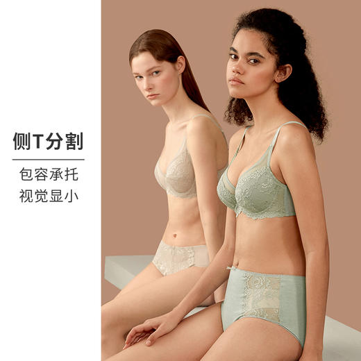 HSIA遐大码全罩杯薄款内衣女倾城之恋夹棉防凸点上托大胸显小文胸 商品图2