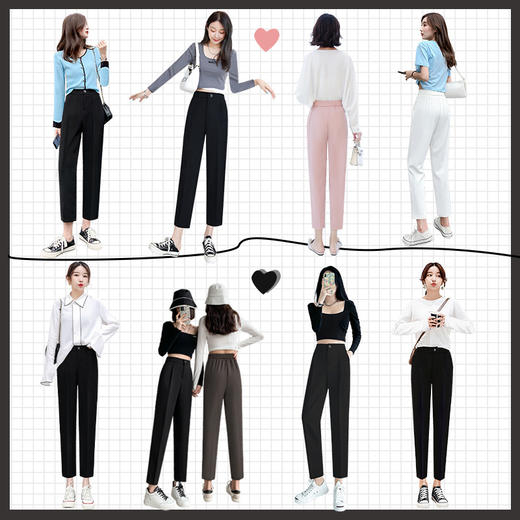 夏季新款女士黑色西装哈伦裤，宽松舒适，直筒垂感烟管裤，九分高腰显瘦，展现女性优雅与自信。适合商务会议、晚宴等多种场合穿着，让你成为聚光焦点。 商品图4