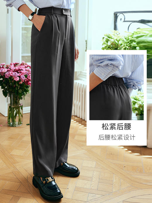 OLrain欧芮儿法式灰色西装休闲裤女夏季2023新款高腰直筒冰爽裤子 商品图2