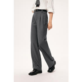 【严选】诗凡黎秋宽松双褶设计直筒拖地裤7E7251571