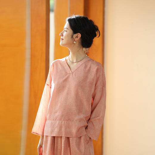绽放450-451朵/高端柞蚕丝桑蚕丝长绒棉脏染晕染结构感T恤阔腿裤 商品图3