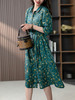 YX【现货7天】复古印花连衣裙女2024夏季韩版时尚气质苎麻衬衫裙子中长款 商品缩略图4