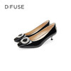Dfuse迪芙斯秋季新款漆面牛皮方头钻扣小猫跟单鞋DF33111069 商品缩略图6