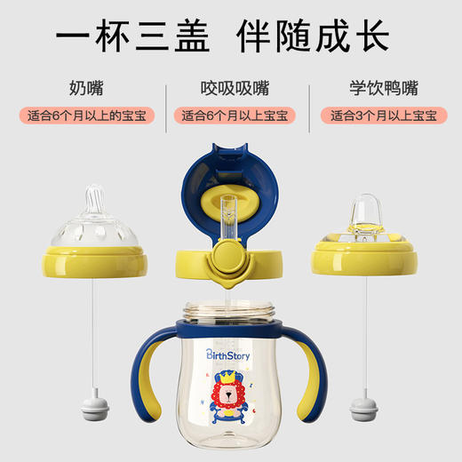 PPSU婴儿童吸管水杯鸭嘴杯学饮杯手柄背带耐摔防呛防摔奶瓶防胀气 商品图2