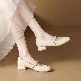 ZHR单鞋女2023秋季新款法式气质浅口粗跟玛丽珍鞋原创百搭休闲鞋