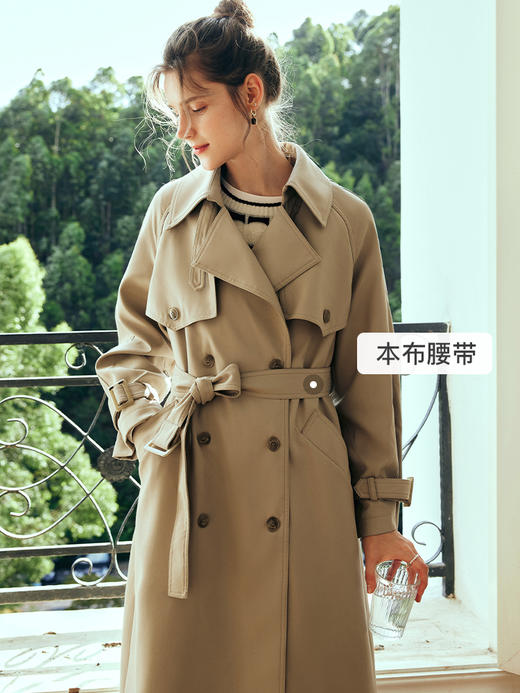 OLrain欧芮儿法式卡其色风衣外套女夏季2023新款宽松英伦中长大衣 商品图1
