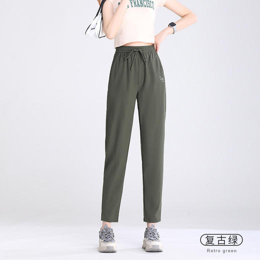 夏日必备！女生宽松速干冰丝裤，舒适透气，运动休闲两相宜！灰色直筒设计，显瘦百搭，九分长度更加清凉。 商品图1