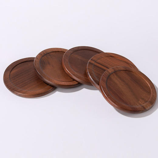 锦绣-黑胡桃木杯垫套装实木茶杯垫收纳茶具茶道配件木质隔热垫茶托【不支持补差，非质量问题不退不换】S 商品图2