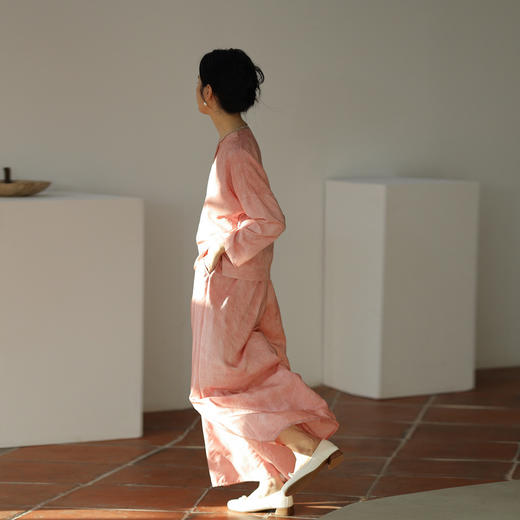 绽放450-451朵/高端柞蚕丝桑蚕丝长绒棉脏染晕染结构感T恤阔腿裤 商品图1