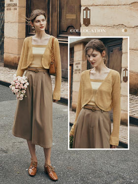 OLrain欧芮儿法式条纹背心针织衫女夏季2023年新款抹胸开衫两件套