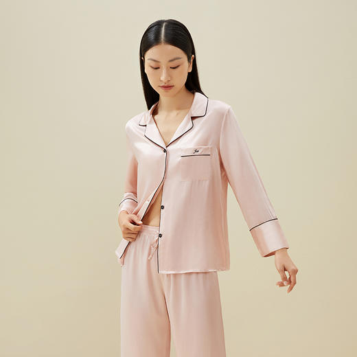 金三塔19姆米女重磅真丝素色长袖衣裤套9YSF8C209 商品图3