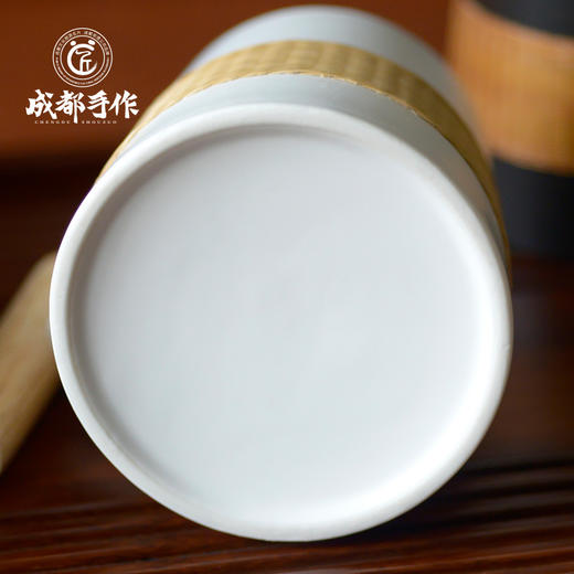 #非遗礼遇季#【瓷胎竹编￭木柄马克杯】成都手作非遗竹编木手柄陶瓷杯400ml 黑色/白色两款可选 带盖带勺冲调杯咖啡杯 专属礼盒伴手礼品【非遗技艺】【匠心手作】【手工编织】清仓活动售完即止 商品图7