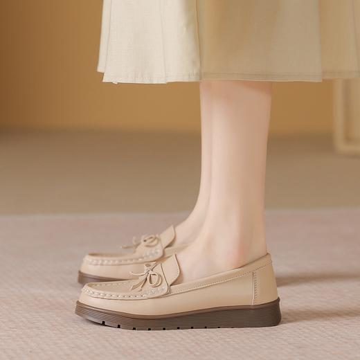 ZHR休闲小白鞋女厚底鞋豆豆鞋英伦风小皮鞋乐福鞋女鞋软底不累脚 商品图1