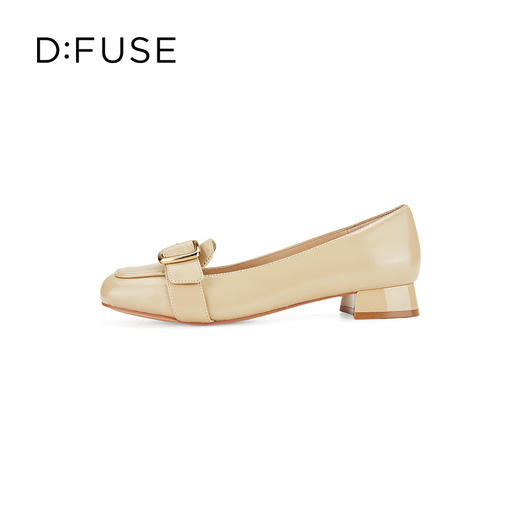 DFuse迪芙斯秋款复古圆头粗跟乐福鞋女低跟饰扣通勤浅口鞋DF33111124 商品图1