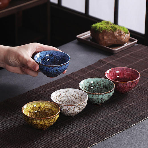 「礼盒装！窑变五行杯」陶瓷主人杯茶杯 功夫茶具家用品茗杯天目礼盒装伴手礼餐饮用具 商品图2