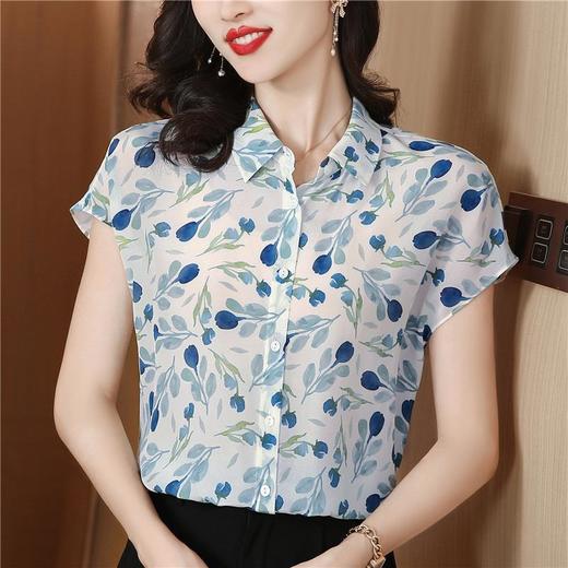 气质百搭，碎花衬气质感Polo领短袖衬衣小衫KQL-A62N6800 商品图0