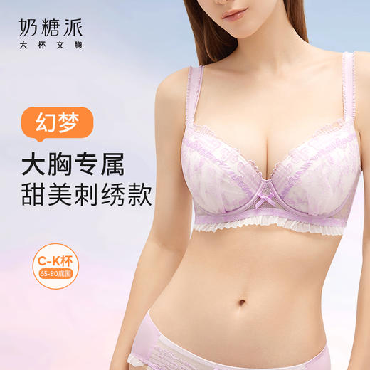 【门店积分兑换】奶糖派大胸显大经典刺绣蕾丝幻梦内衣上托聚拢挺拔饱满甜美文胸女 商品图0