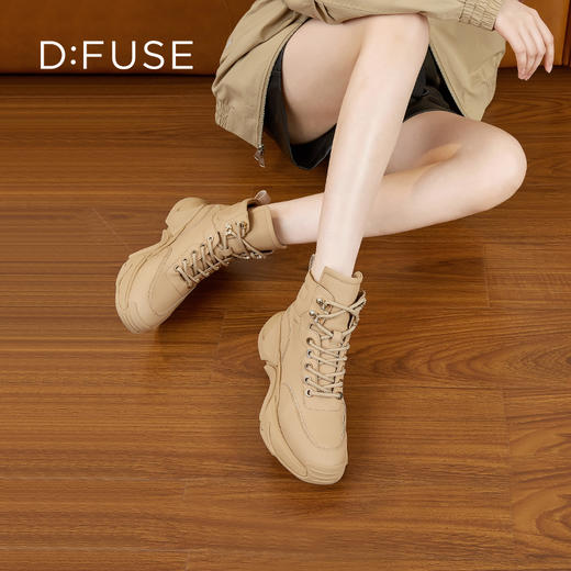 DFuse迪芙斯2022秋冬牛皮圆头加绒保暖高帮运动鞋DF24118542 商品图9
