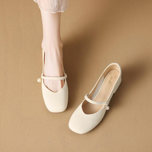 ZHR单鞋女2023秋季新款法式气质浅口粗跟玛丽珍鞋原创百搭休闲鞋 商品图2