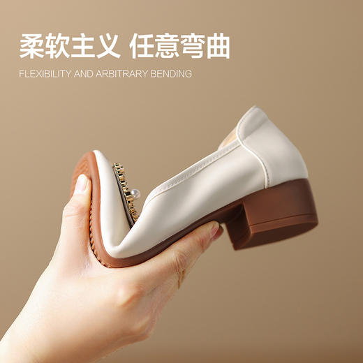 ZHR女鞋休闲小香风浅口单鞋女气质法式晚风软皮一脚蹬懒人鞋外穿 商品图8