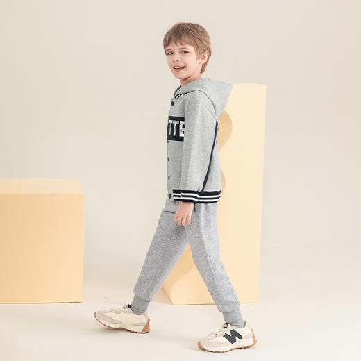 mettekids儿童连帽外套秋季新款男童休闲卫衣中大童字母印花童装 商品图2