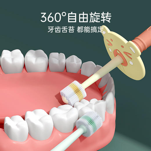婴童牙刷牙杯组合360度旋转清洁软毛牙刷宝宝专用漱口喝水杯可爱 商品图2