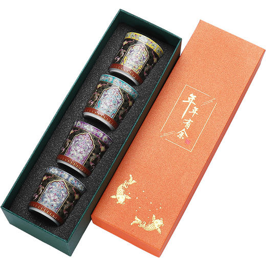 「一套四只装！珐琅彩」珐琅彩主人杯 陶瓷茶杯宫廷风品茗杯单杯茶杯喝茶杯个人杯家用茶具餐饮用具 商品图4