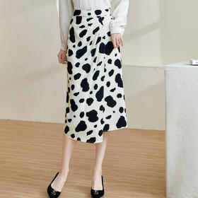 剩S/M 米思阳2025春季新款时尚大气淑女高腰半身裙压褶遮肚小A字裙2204