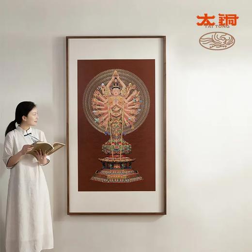 太铜 手工錾刻 铜雕画《千手观音图》客厅装饰画 玄关画 背景画 商品图5