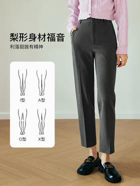 OLrain欧芮儿法式深灰色休闲裤女夏季2023新款高腰锥形九分小脚裤