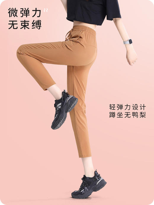 夏日必备！女生宽松速干冰丝裤，舒适透气，运动休闲两相宜！灰色直筒设计，显瘦百搭，九分长度更加清凉。 商品图0