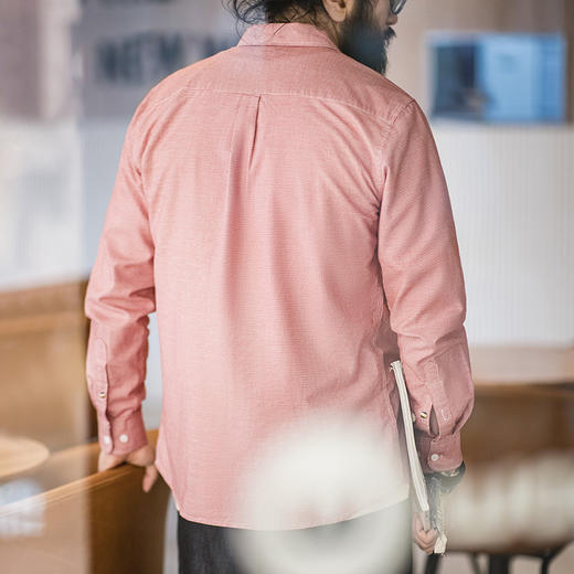 工装优选 美式休闲千鸟格衬衫纽扣纯棉通勤商务格子长袖衬衣男秋 商品图3