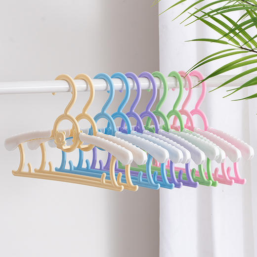 【20个装儿童衣架！可叠加悬挂防滑衣架】经久耐用无痕卡通衣架，防滑止滚设计，造型可爱，色彩多样防滑无痕，挂衣方便，塑料衣撑家用伸缩连挂衣服架儿童婴儿宝宝，宝宝的服装不再杂乱无章 商品图1