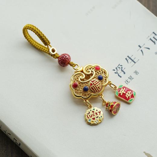 个性创意沙金如意锁钥匙扣汽车钥匙挂件男女款式招财保平安挂件 商品图6