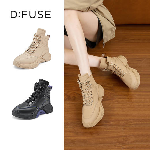 DFuse迪芙斯2022秋冬牛皮圆头加绒保暖高帮运动鞋DF24118542 商品图0