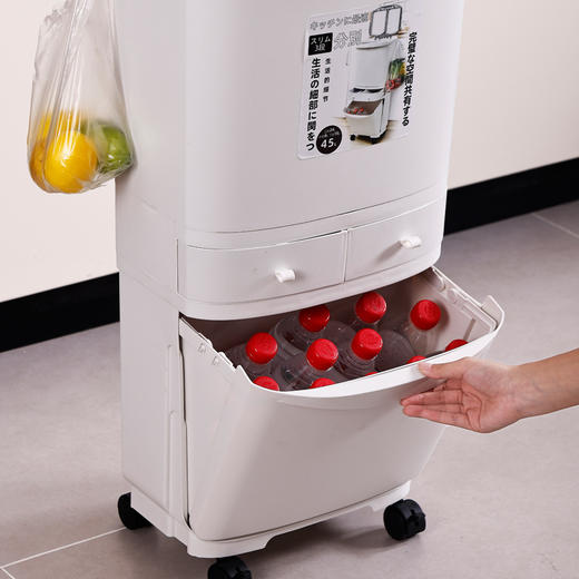 「三层大容量！干湿分离」升级款家用厨房用品分类垃圾桶 厨余干湿分离多层按压双盖双抽屉带轮居家日用 商品图2